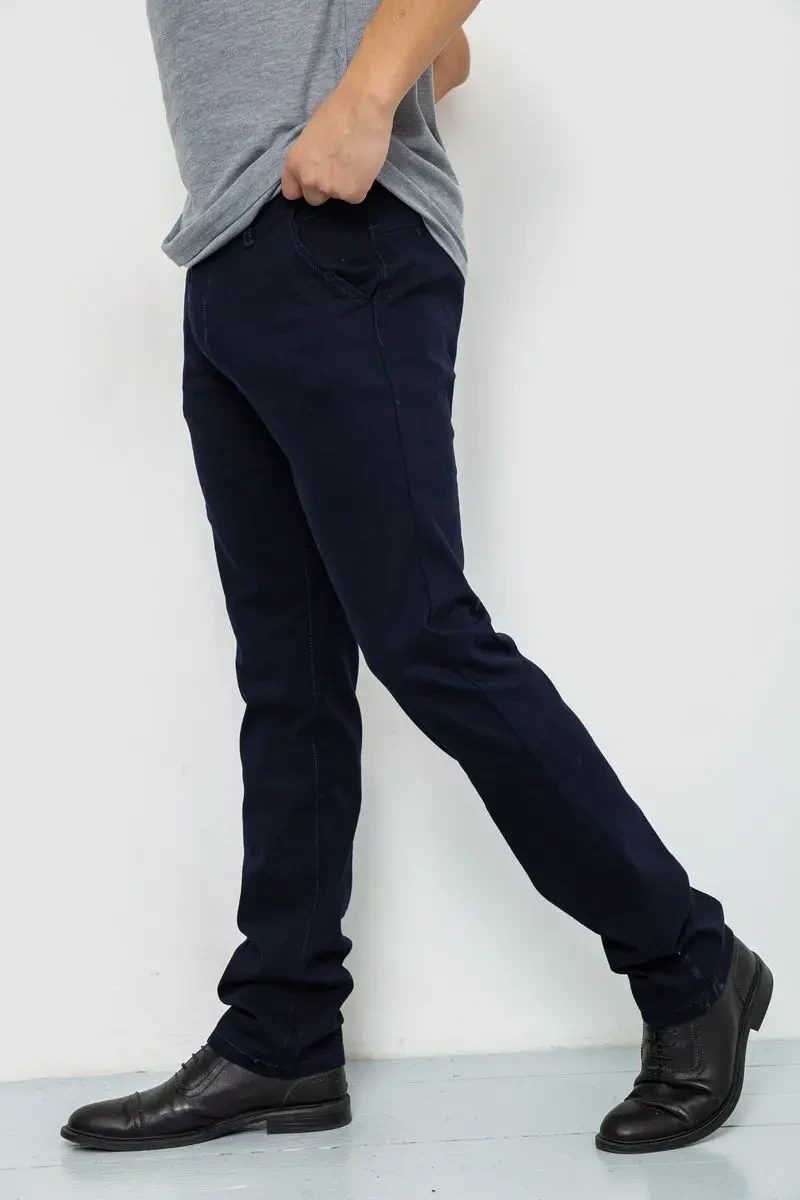 Штани чоловічі однотонні, колір темно-синій, 244RF801 3