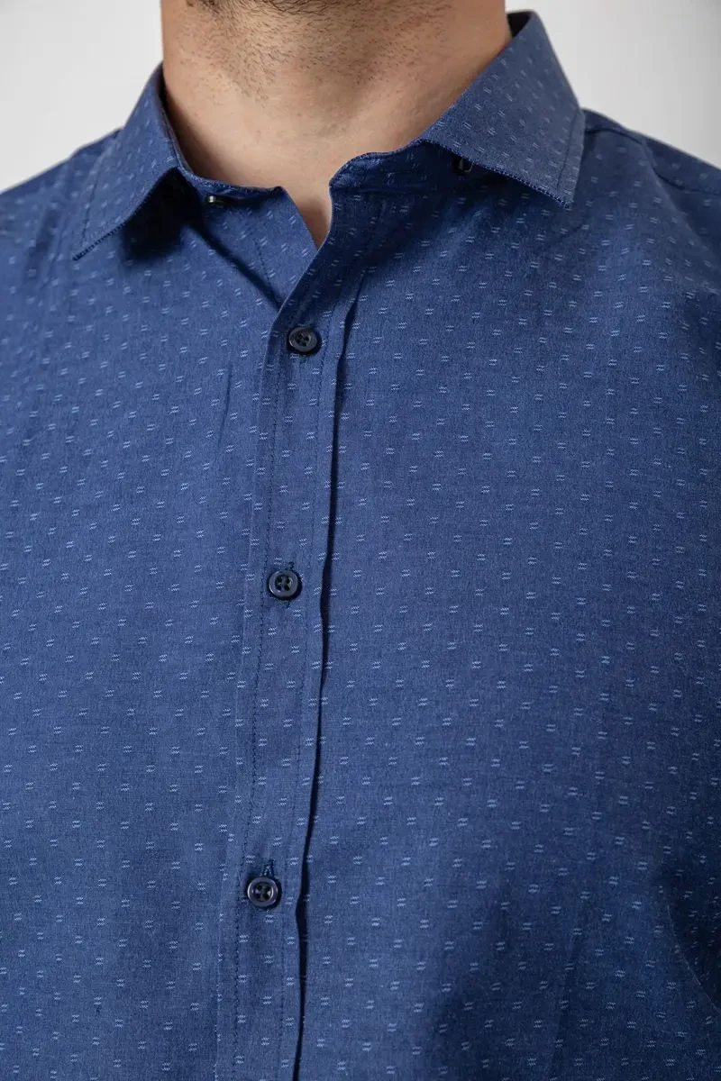 Сорочка чоловіча однотонна, колір синій, 214R817 5