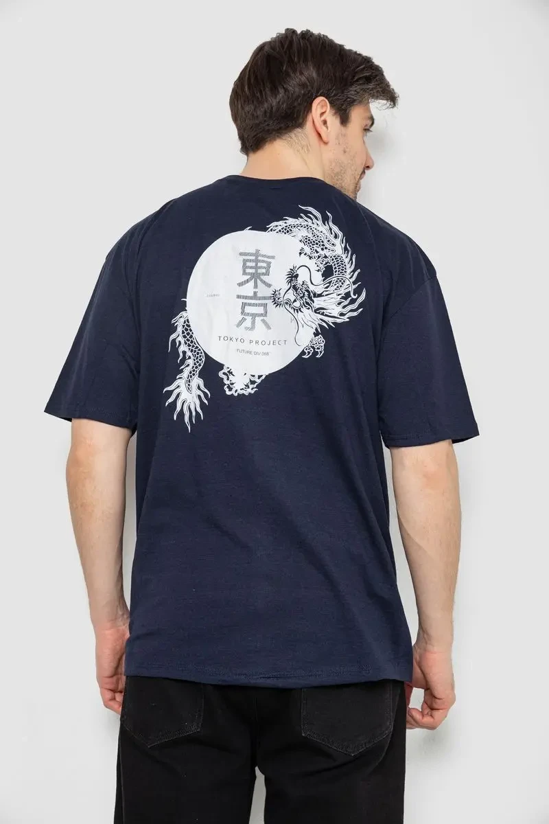 Футболка чоловіча з принтом, колір темно-синій, 244R2127 4
