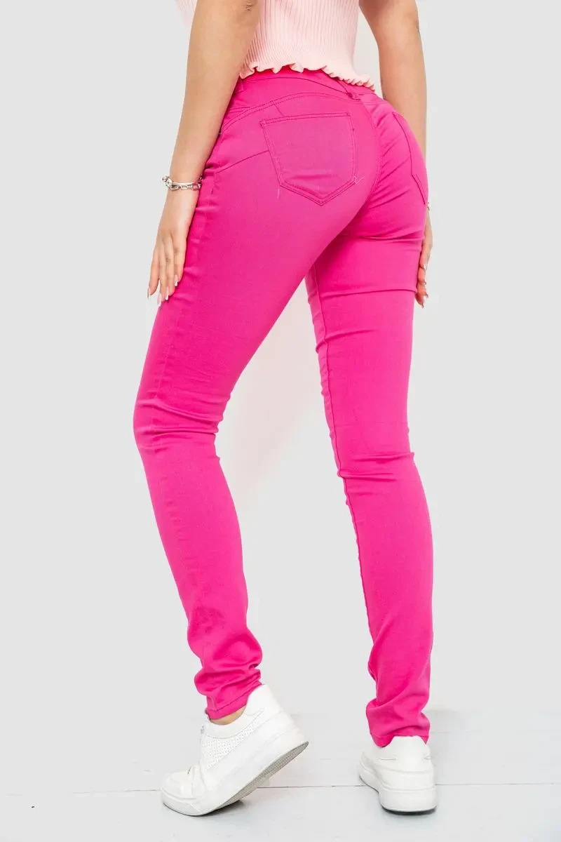 Штани жіночі однотонні, колір рожевий, 244R089 4