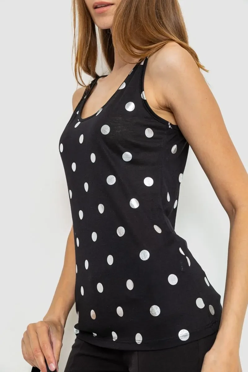Майка жіноча в горох, колір чорний, 244R256 3