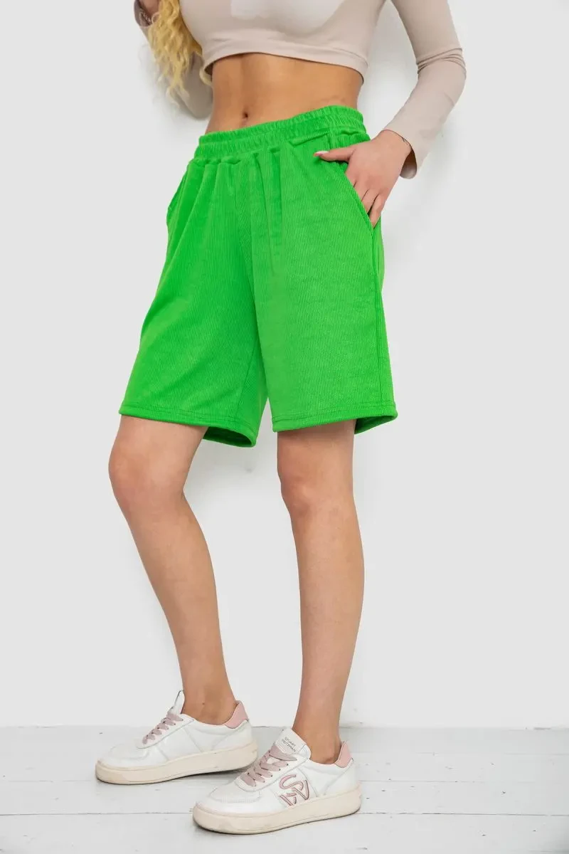 Шорти жіночі в рубчик, колір зелений, 238R110 3