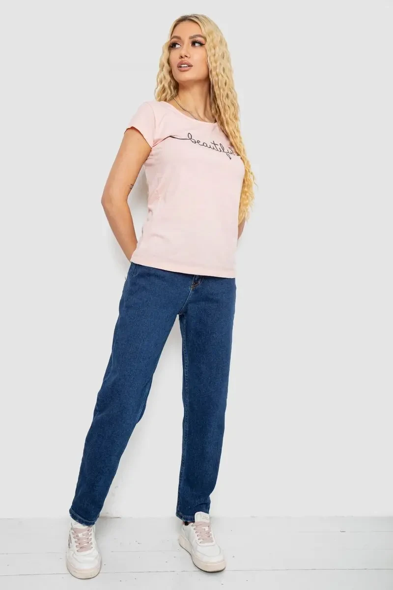 Футболка жіноча з принтом, колір персиковий, 244R2210-5 2