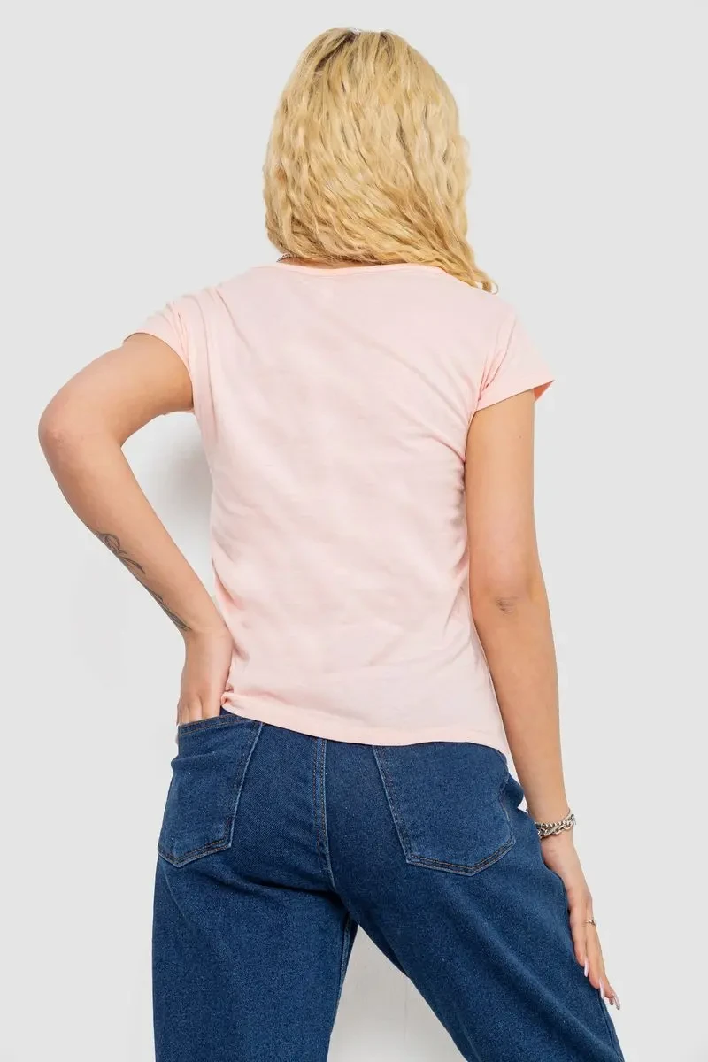 Футболка жіноча з принтом, колір персиковий, 244R2210-5 4