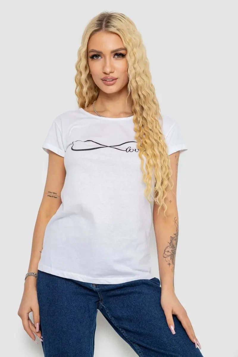 Футболка жіноча з принтом, колір білий, 244R2207