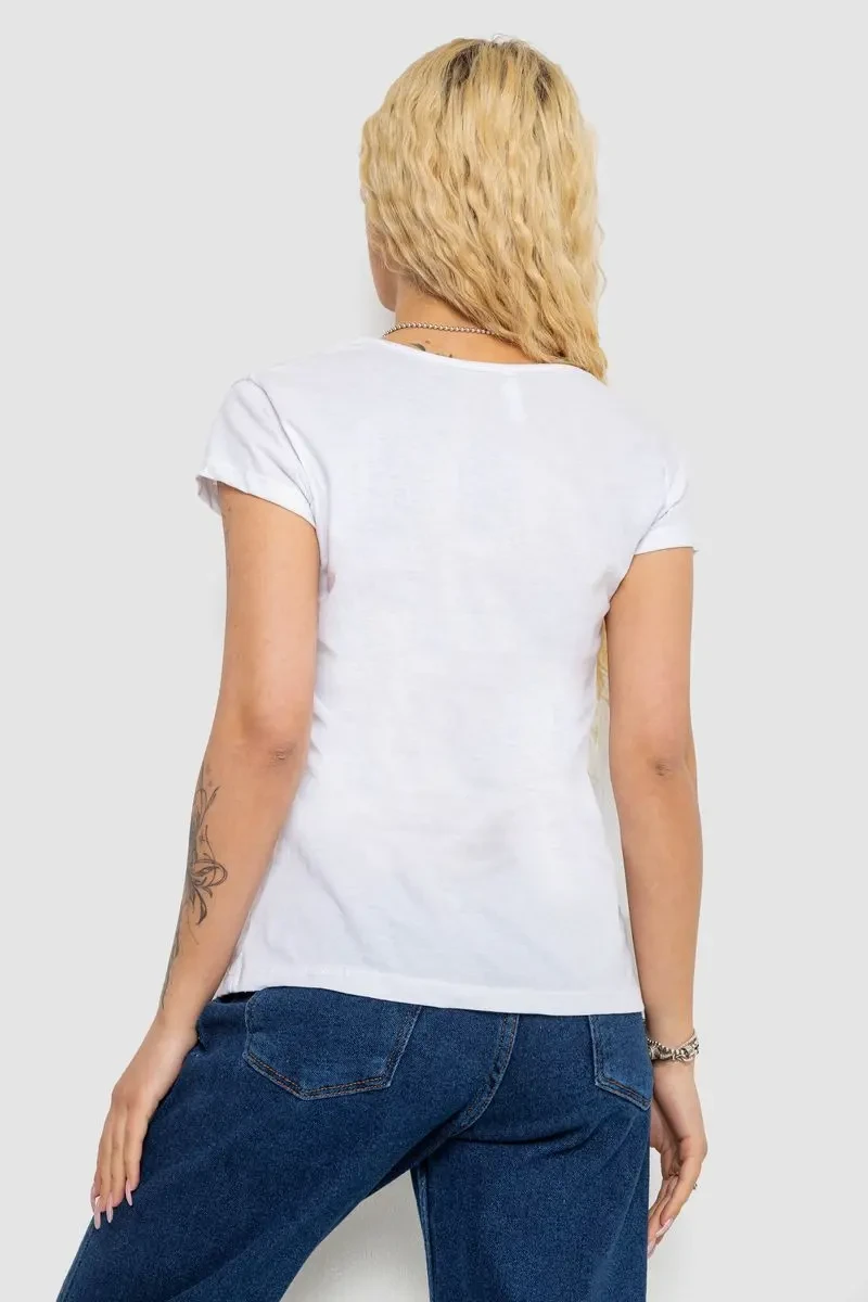 Футболка жіноча з принтом, колір білий, 244R2207 4
