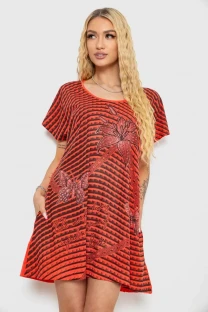 Туніка жіноча з принтом, колір коралово-чорний, 238RBD378