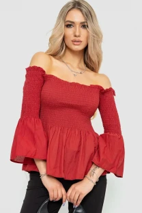 Блуза однотонна, колір теракотовий, 244R254-1