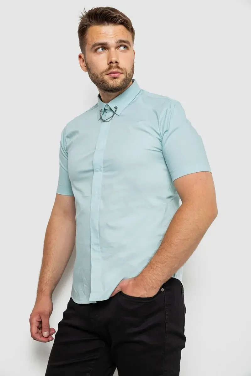Сорочка чоловіча однотонна, колір м'ятний, 214R6917 3