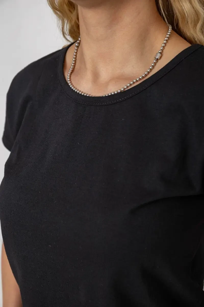 Футболка жіноча однотонна, колір чорний, 244R2206 5