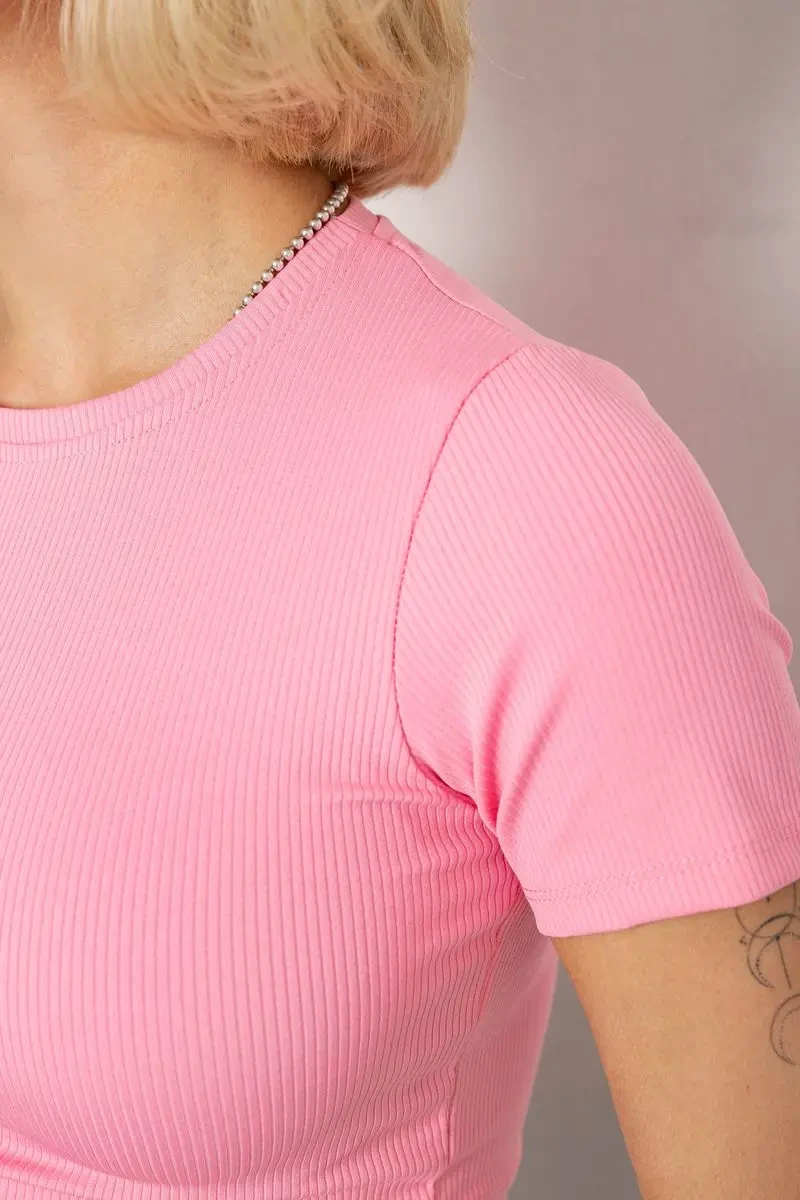 Футболка - топ жіноча в рубчик, колір рожевий, 238R58210 5