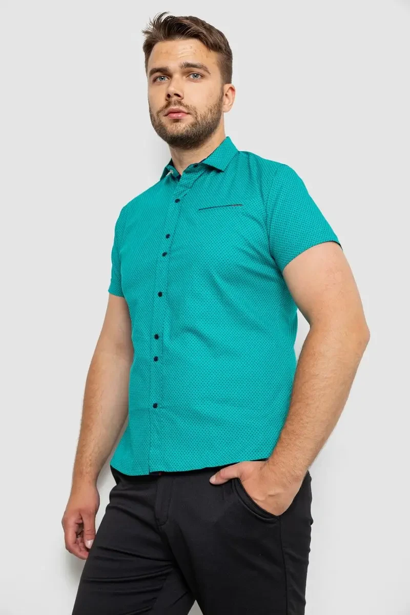 Сорочка чоловіча з принтом, колір зелений, 214RK104 3