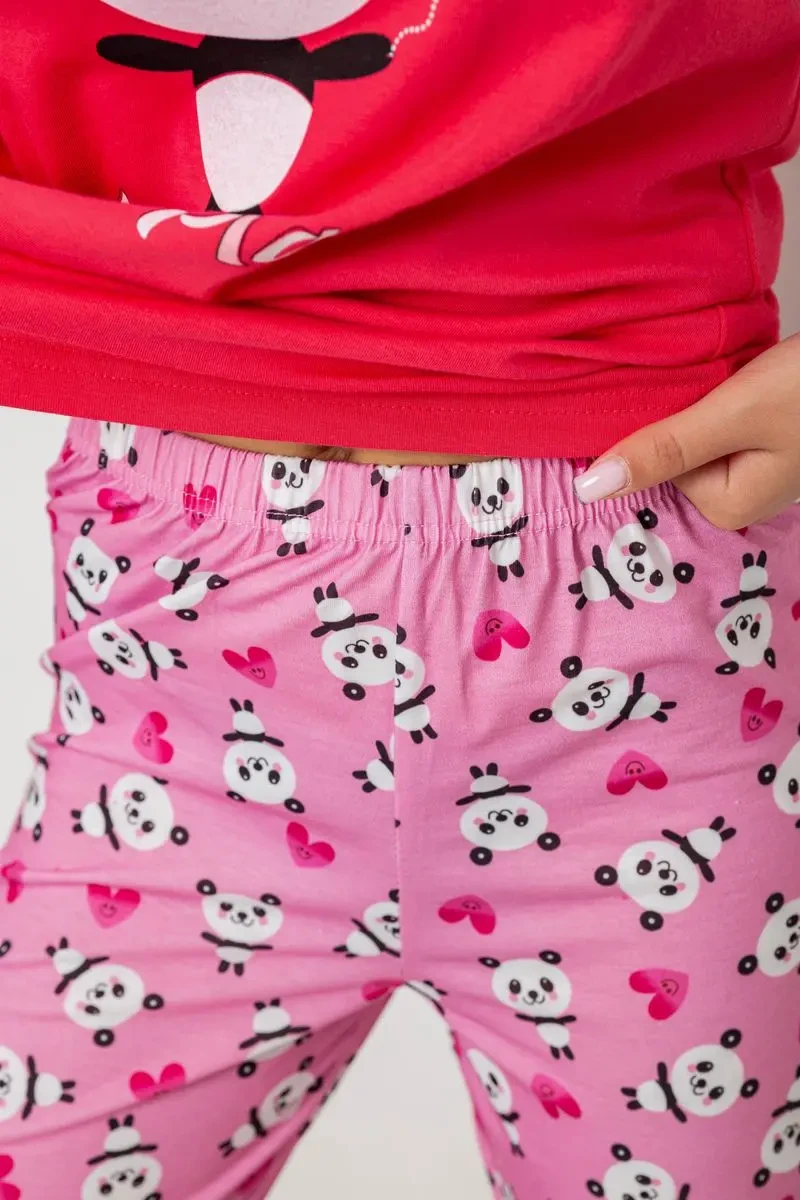 Піжама жіноча з принтом, колір рожевий, 243R15888 5