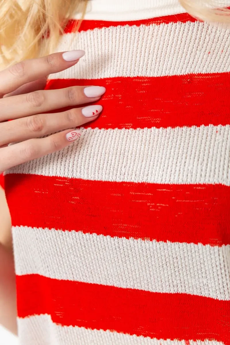 Кофта жіноча в смужку, колір червоно-білий, 244R0262 5