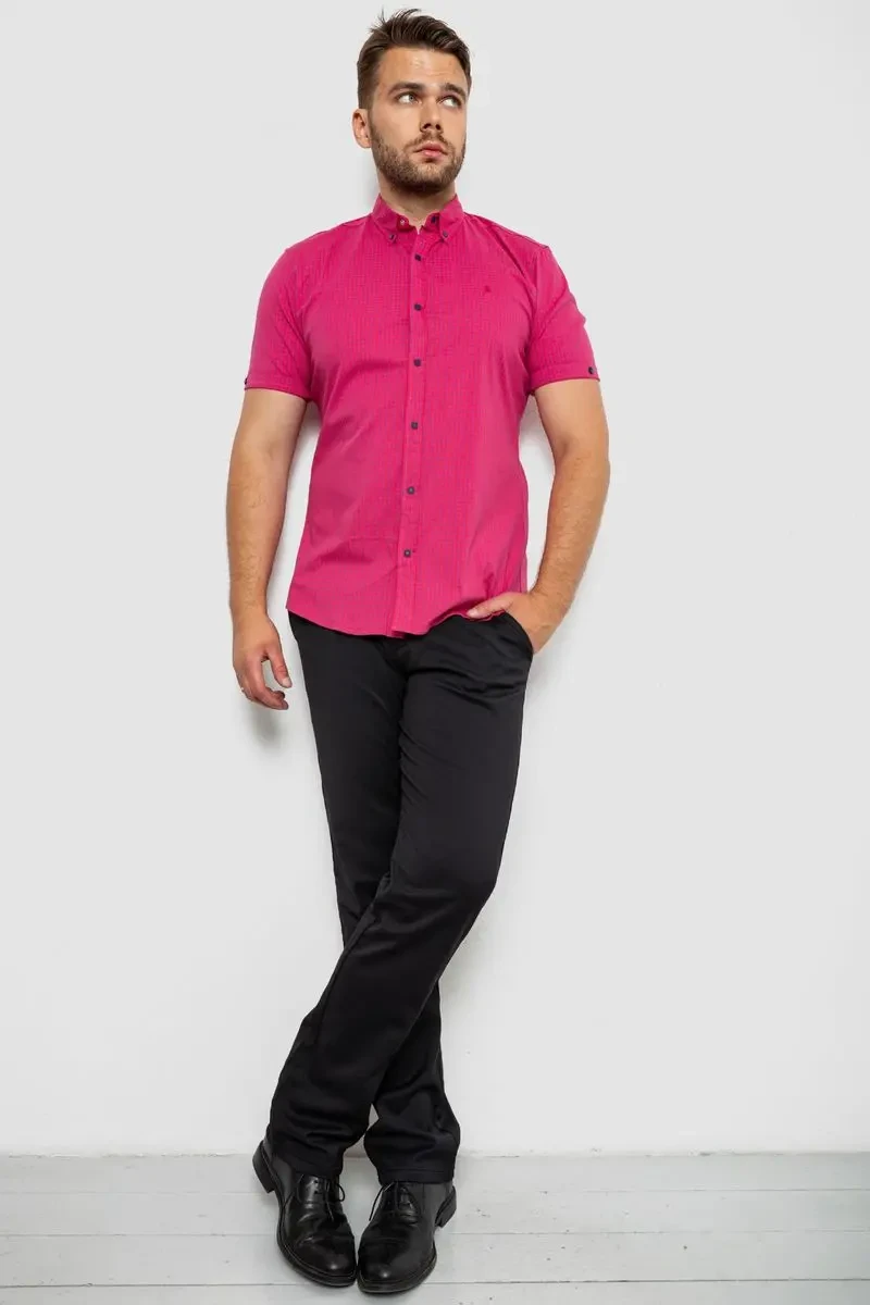 Сорочка чоловіча з принтом, колір рожевий, 214R4564-4 2