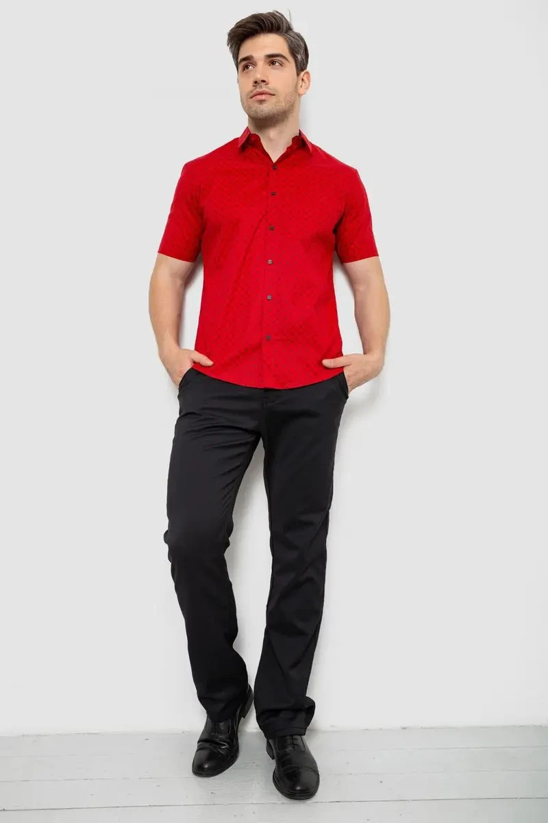 Сорочка чоловіча з принтом, колір червоний, 214R7330 2