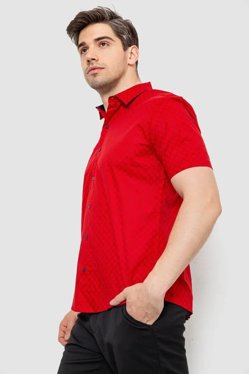 Сорочка чоловіча з принтом, колір червоний, 214R7330 3