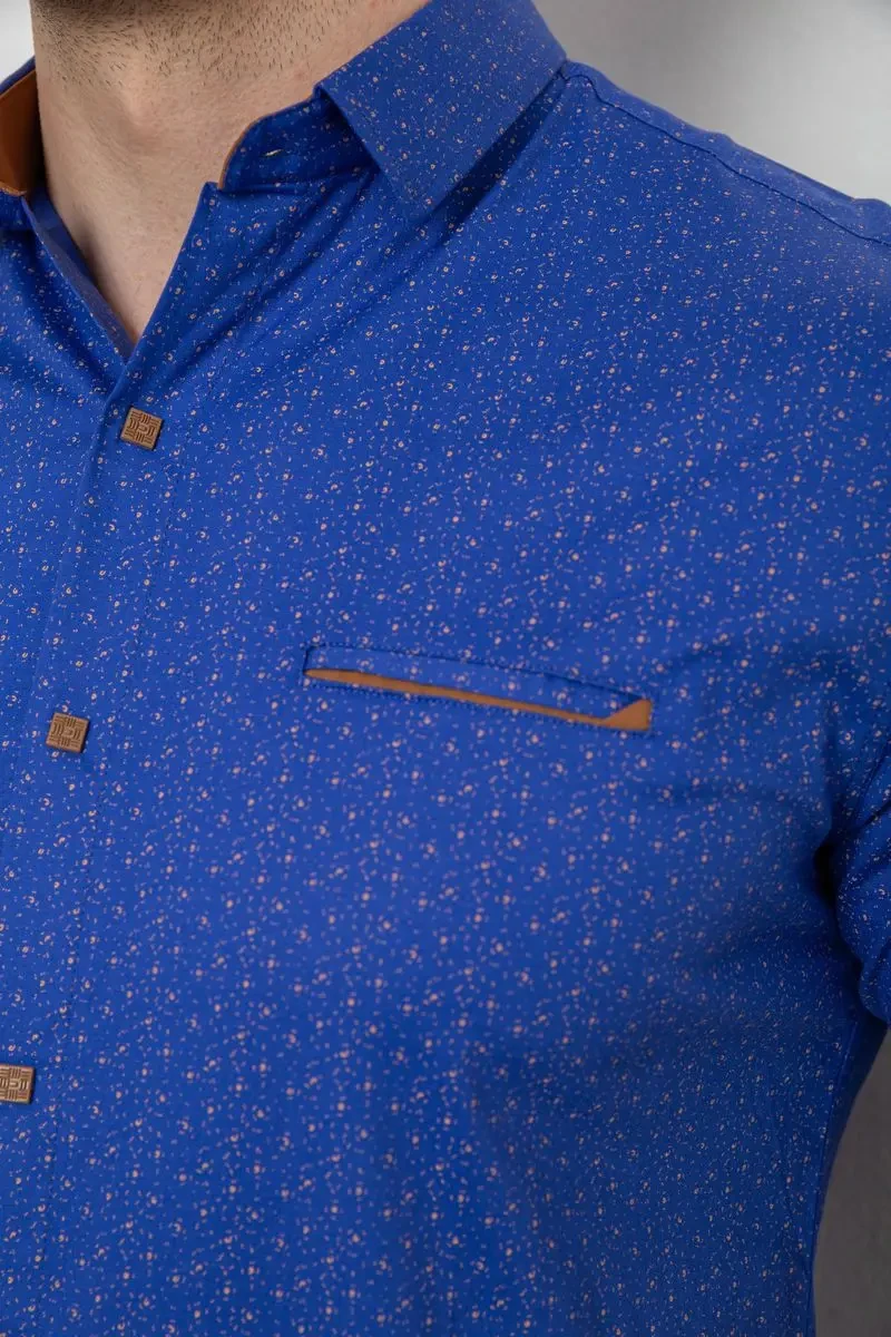 Сорочка чоловіча з принтом, колір електрик, 214R7332 5