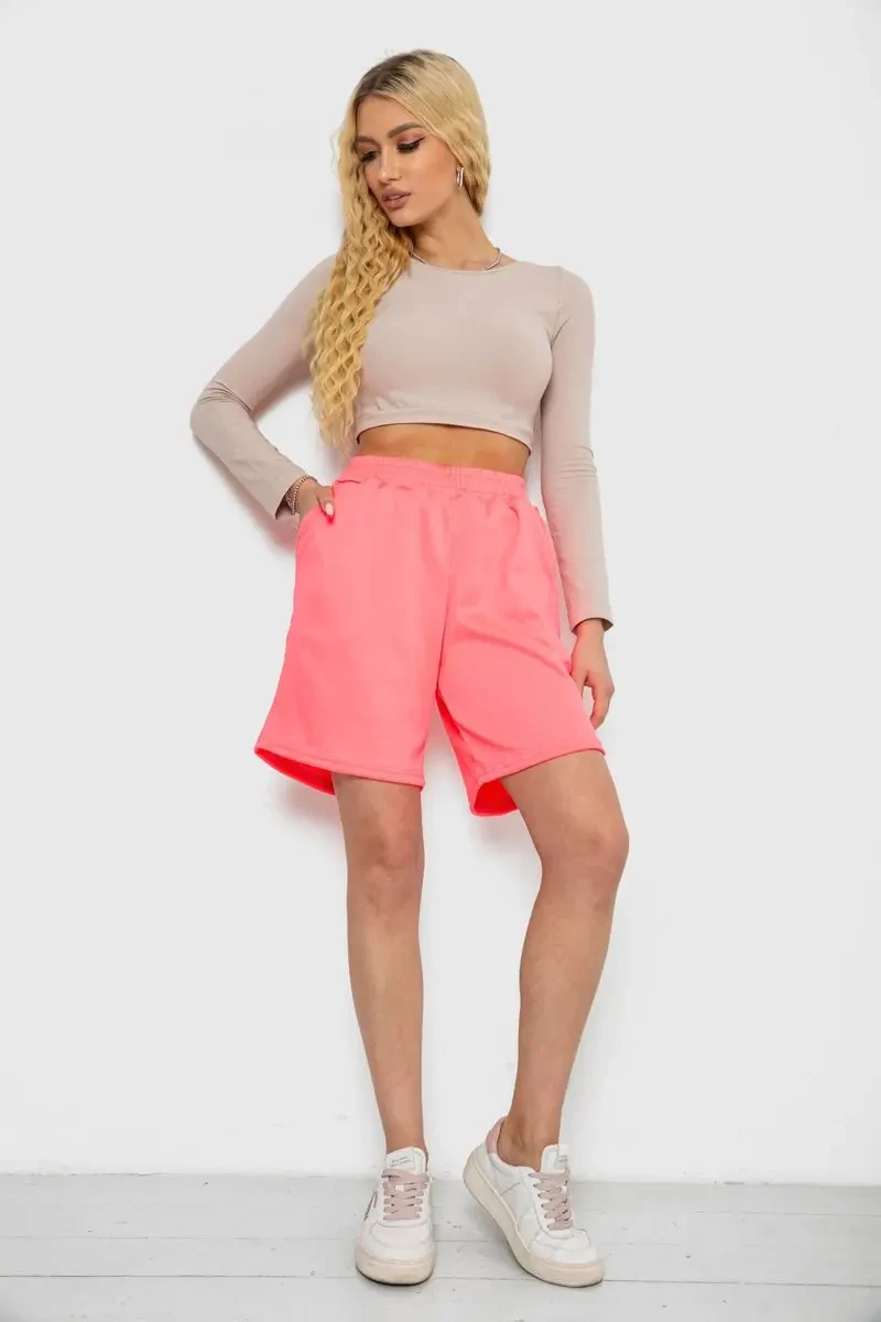 Шорти жіночі в рубчик, колір рожевий, 238R110 2