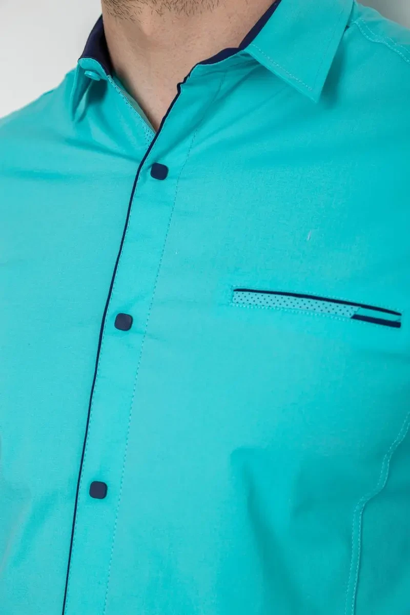 Сорочка чоловіча однотонна, колір бірюзовий, 214R7119-1 5
