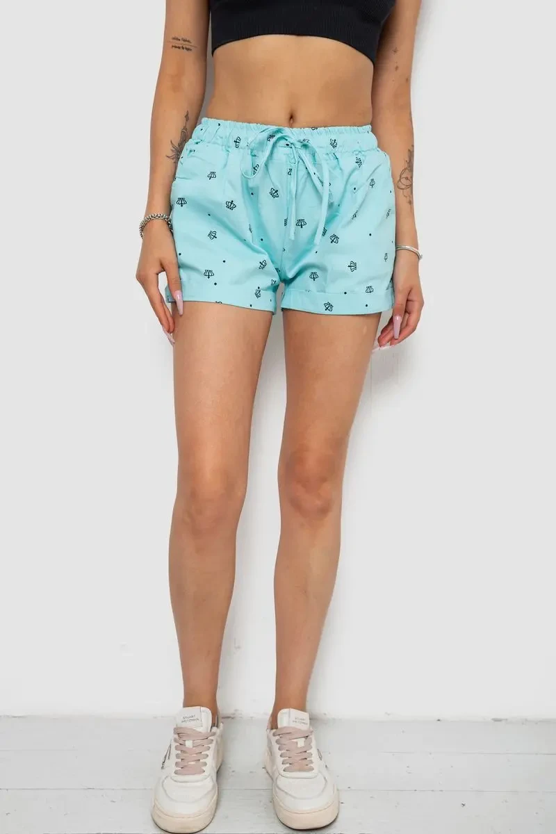Шорти жіночі з принтом, колір блакитний, 238R7164
