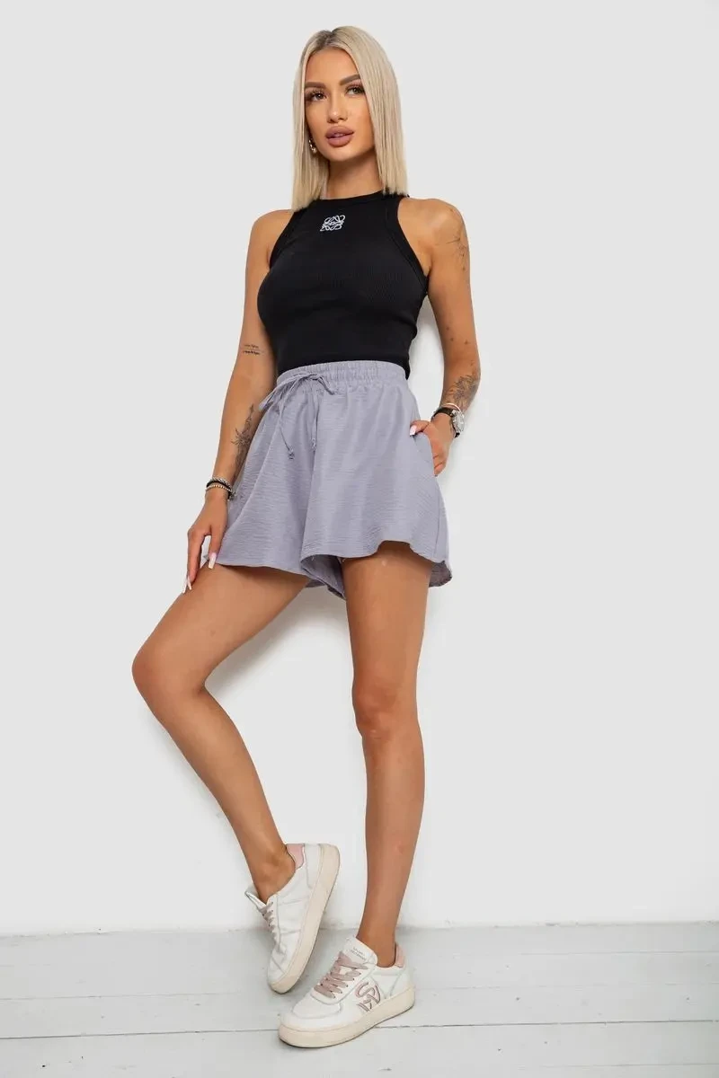 Шорти жіночі однотонні, колір сірий, 102R5256-6 2