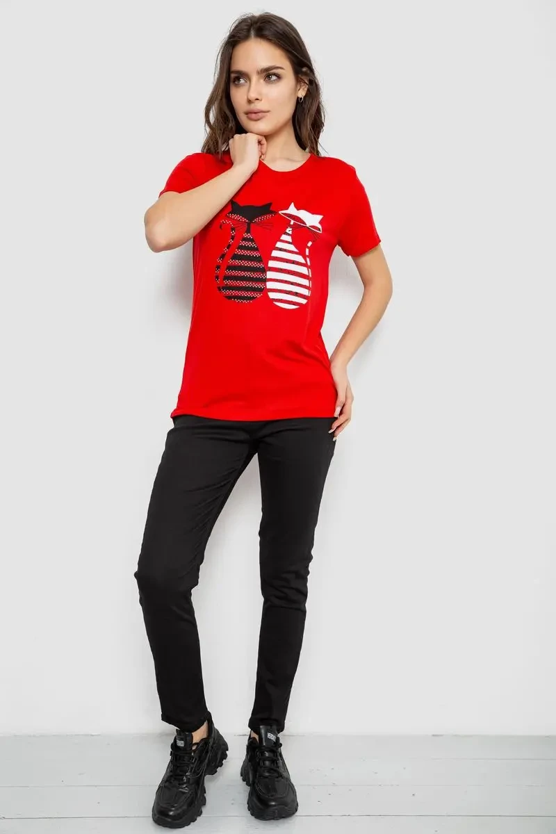 Футболка жіноча з принтом, колір червоний, 244R502 2