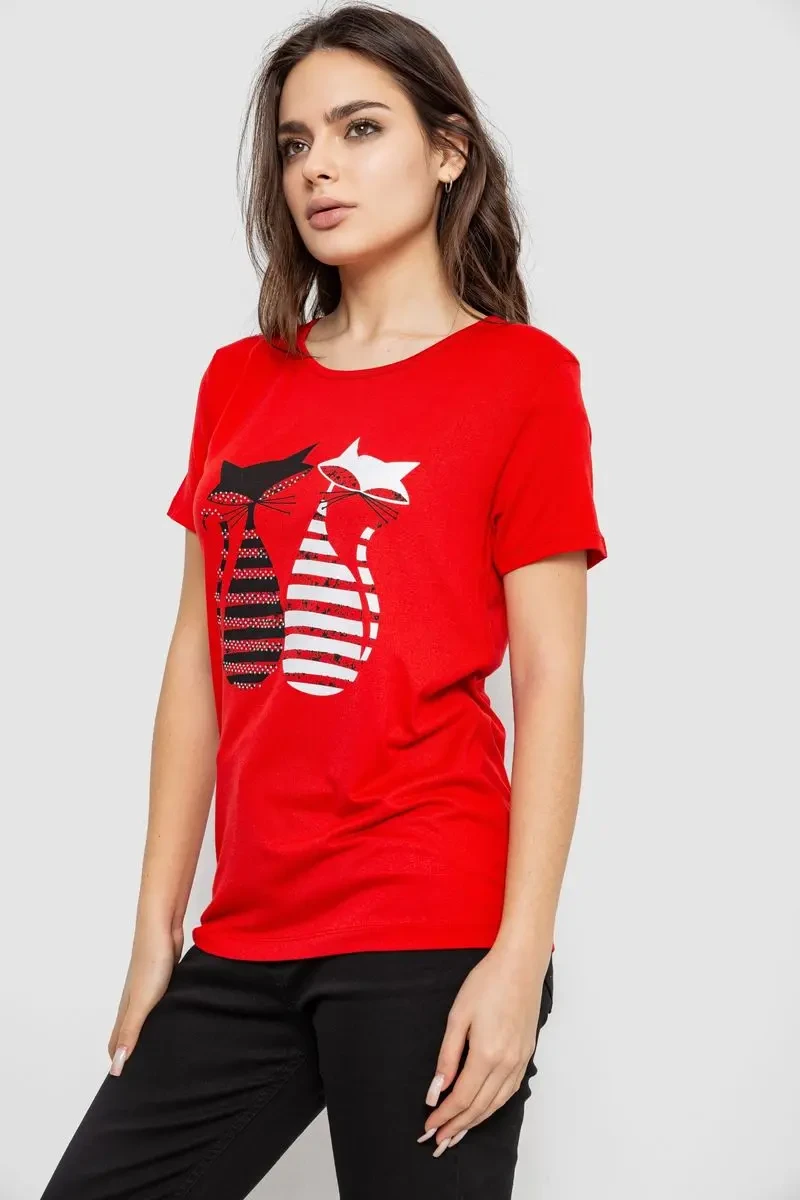 Футболка жіноча з принтом, колір червоний, 244R502 3