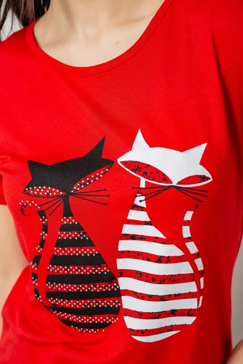 Футболка жіноча з принтом, колір червоний, 244R502 5