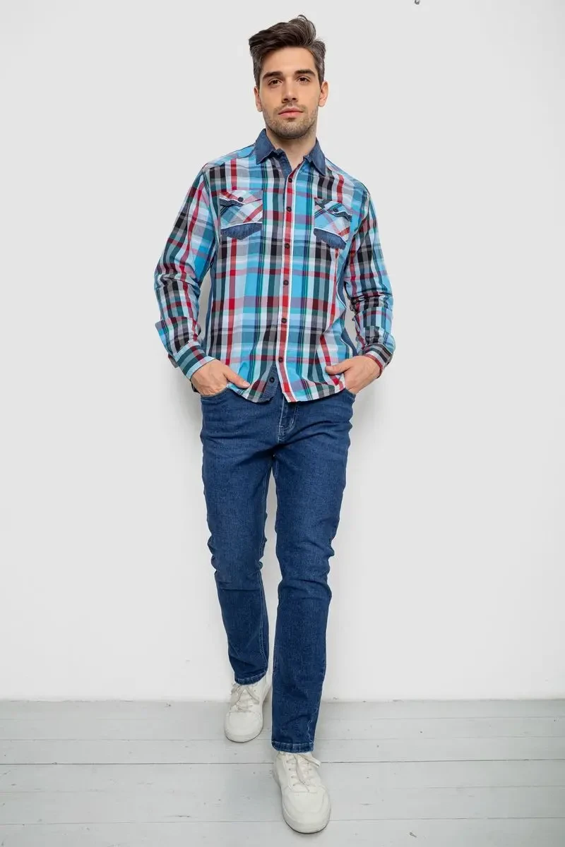Сорочка чоловіча з довгим рукавом 214R755, колір Блакитний 2