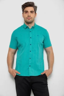Сорочка чоловіча в клітку, колір бірюзовий, 214R4564-5