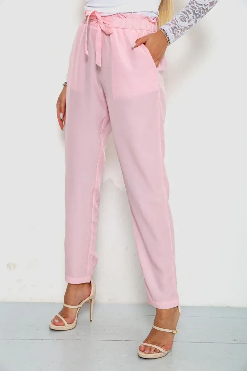Штани жіночі шифонові, колір рожевий, 244R285 3