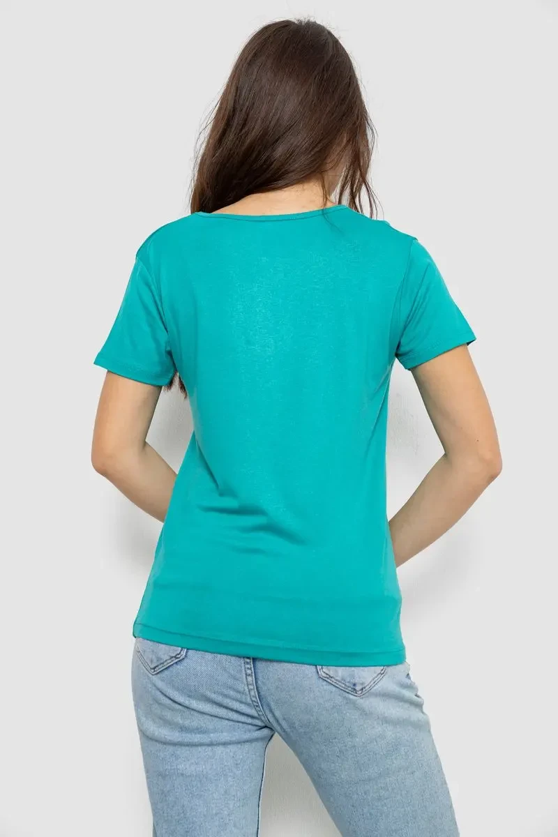 Футболка жіноча з принтом, колір бірюзовий, 244R601 4