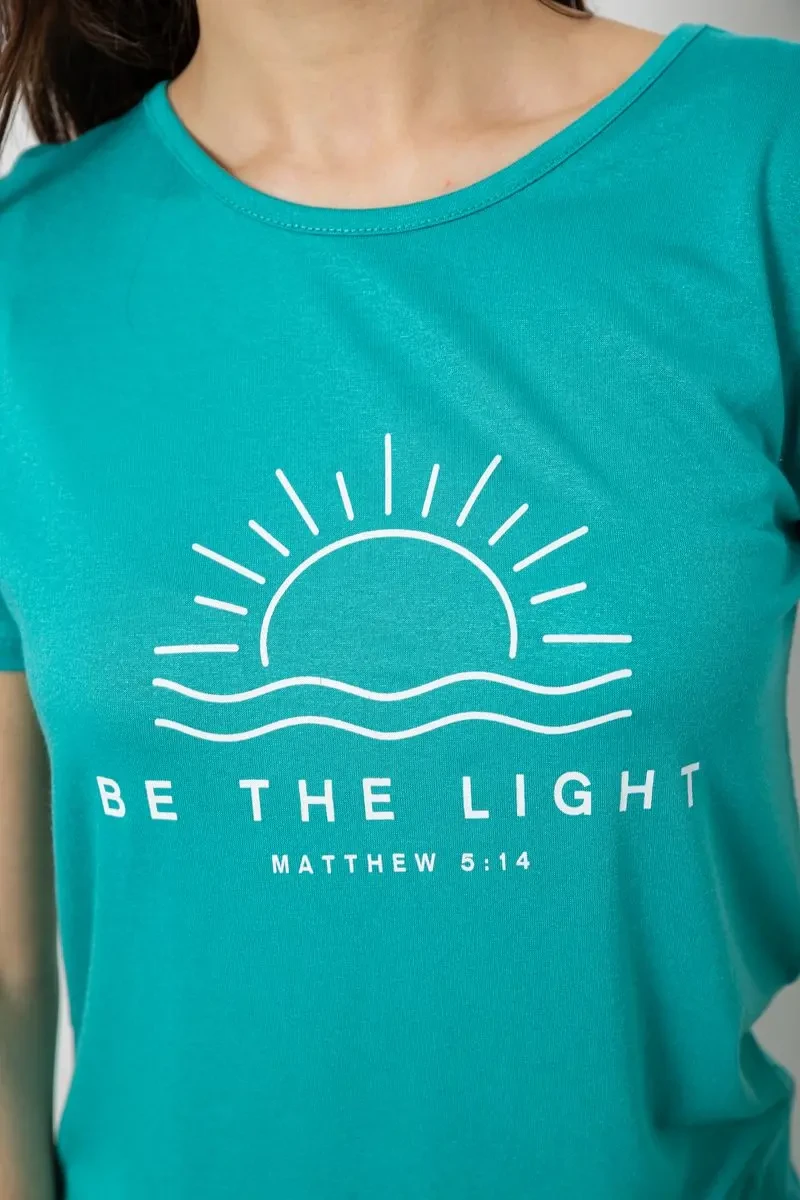 Футболка жіноча з принтом, колір бірюзовий, 244R601 5