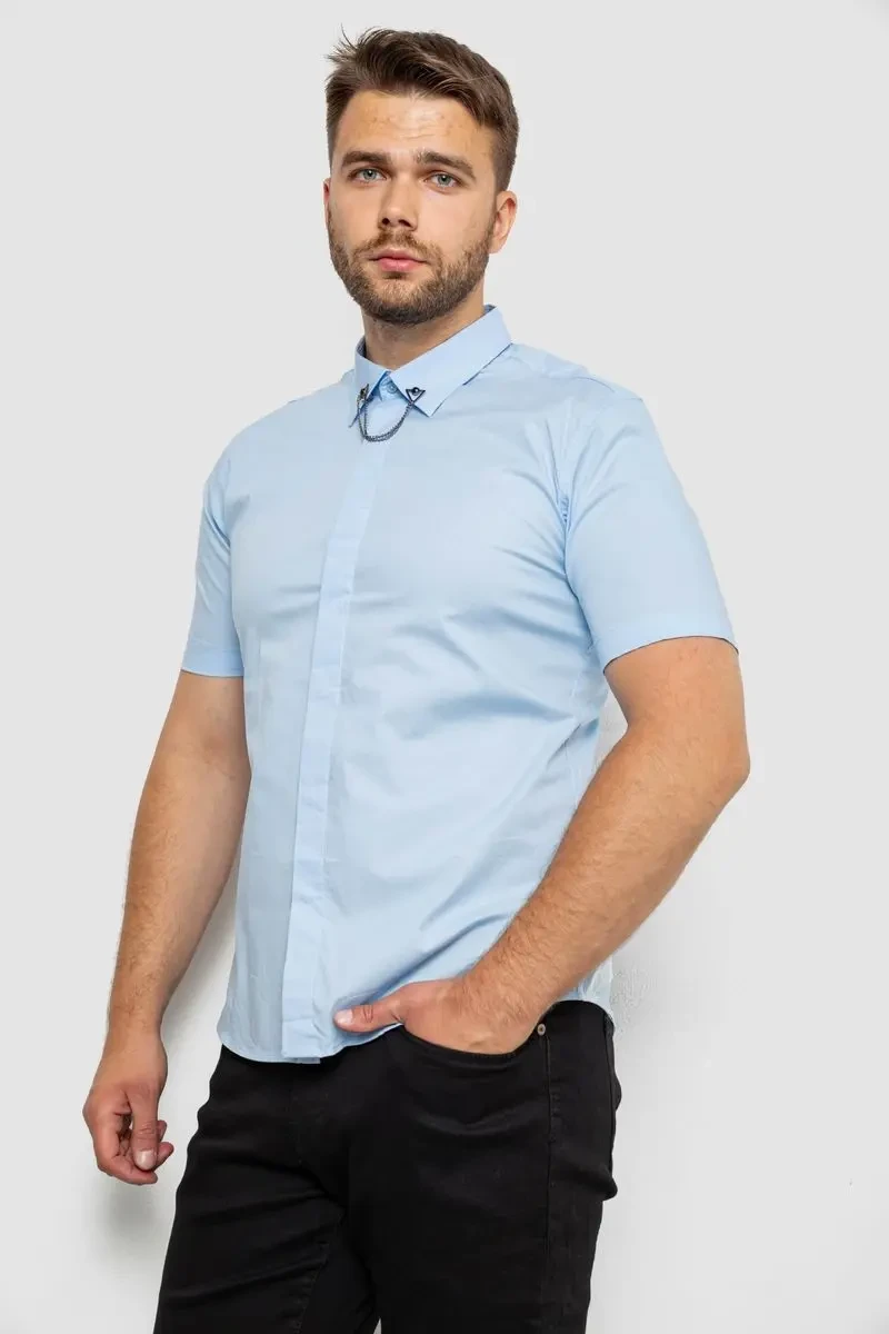 Сорочка чоловіча однотонна, колір блакитний, 214R6917-1 3
