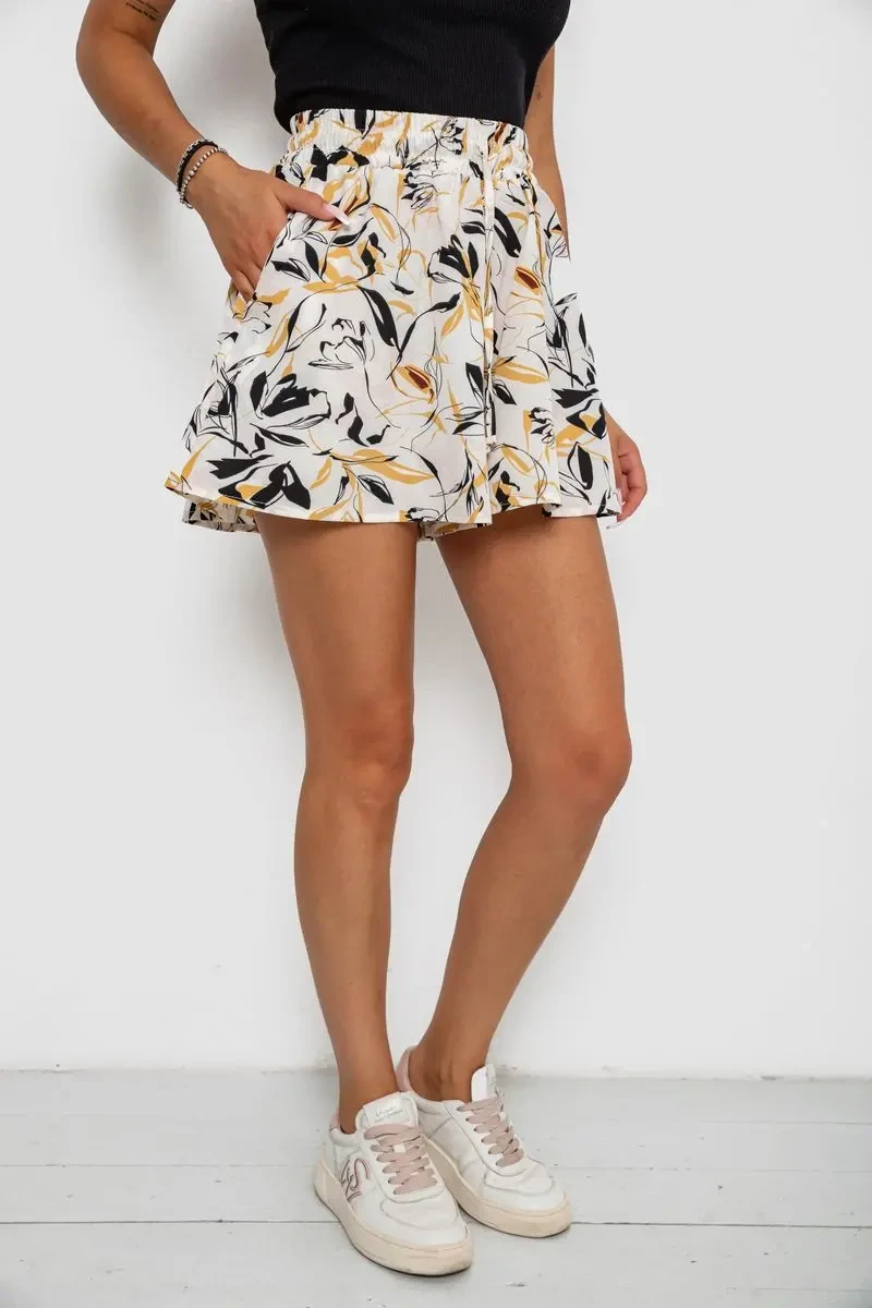 Шорти жіночі з принтом, колір молочний, 102R5256-7 3