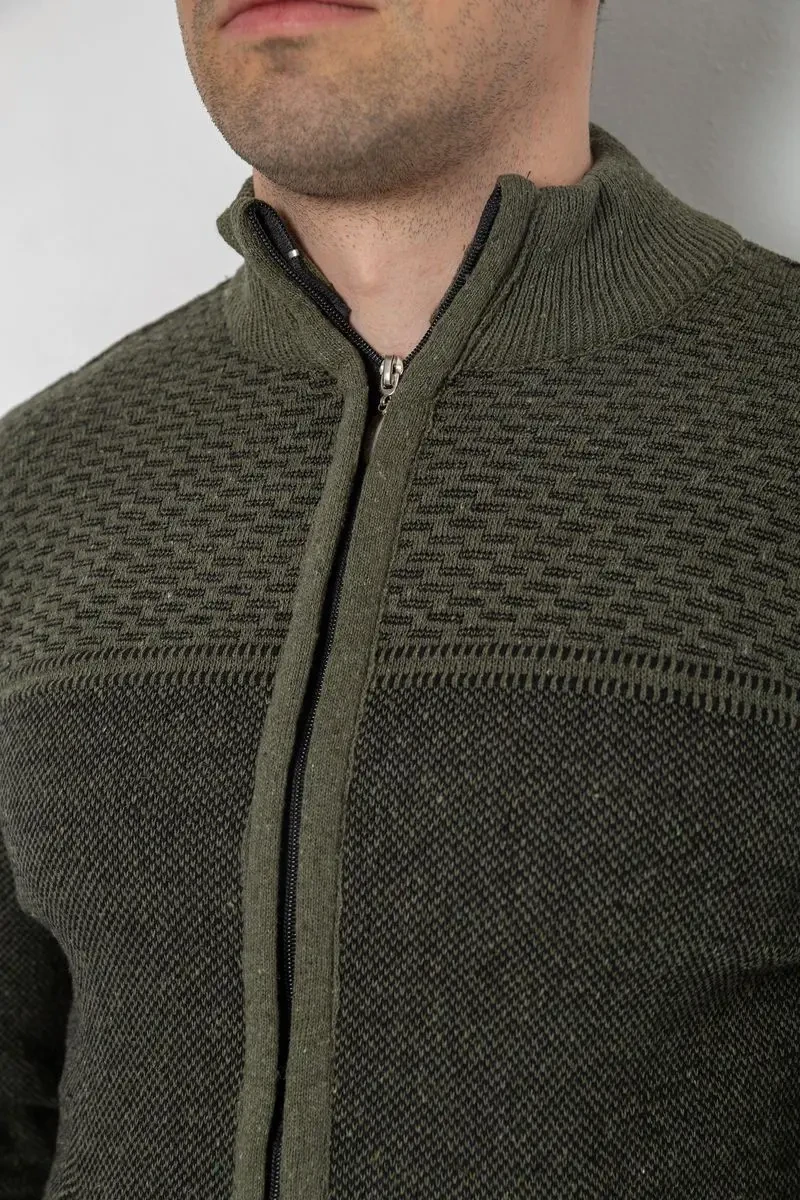 Кофта чоловіча на блискавці з кишенями, колір хакі, 161R1009 5