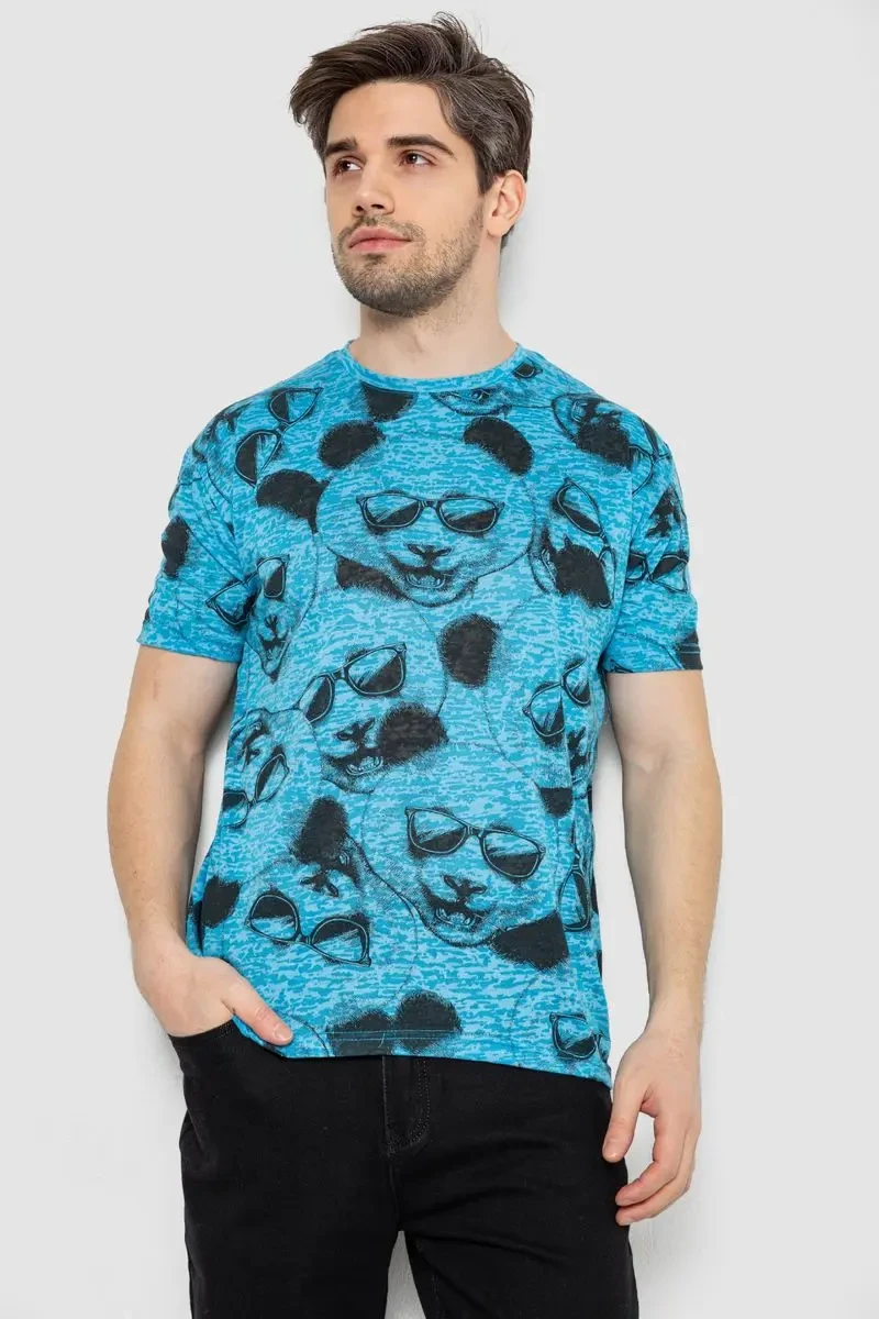 Футболка чоловіча з принтом, колір блакитний, 244R6029