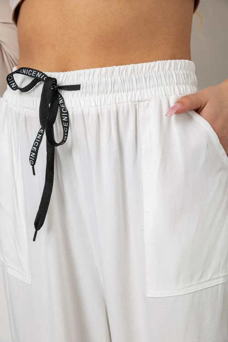 Штани жіночі катонові, колір білий, 244RLE-075 5