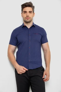 Сорочка чоловіча з принтом, колір джинс, 214R7143
