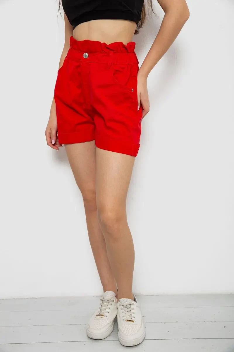 Шорти жіночі джинсові, колір червоний, 182R1684 3