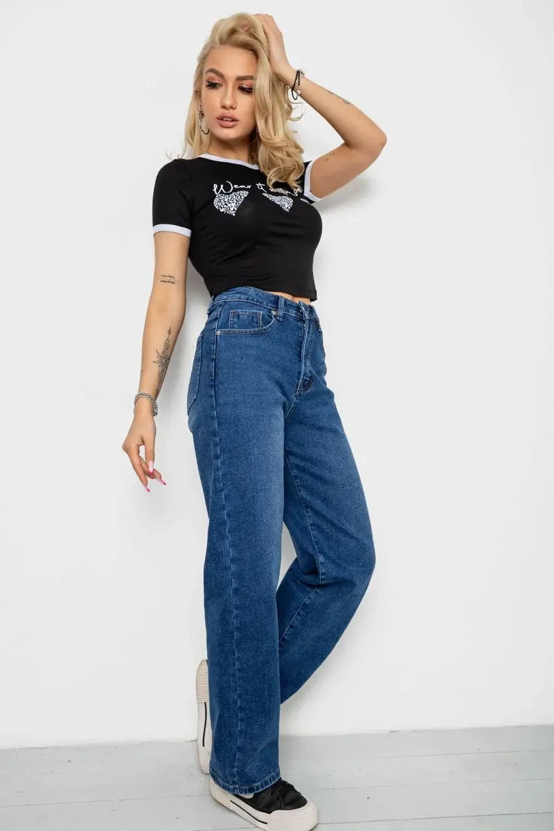 Футболка-топ жіноча з принтом, колір чорний, 244R504 2