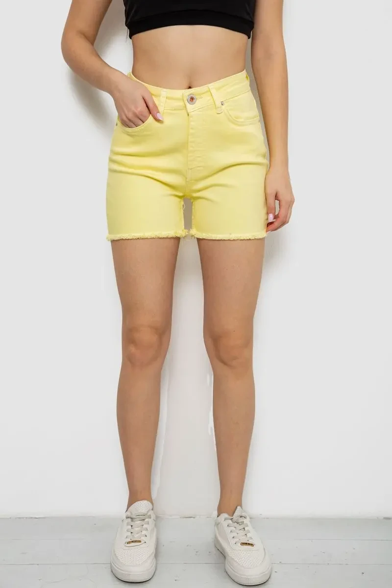 Шорти жіночі джинсові, колір жовтий, 182R1491