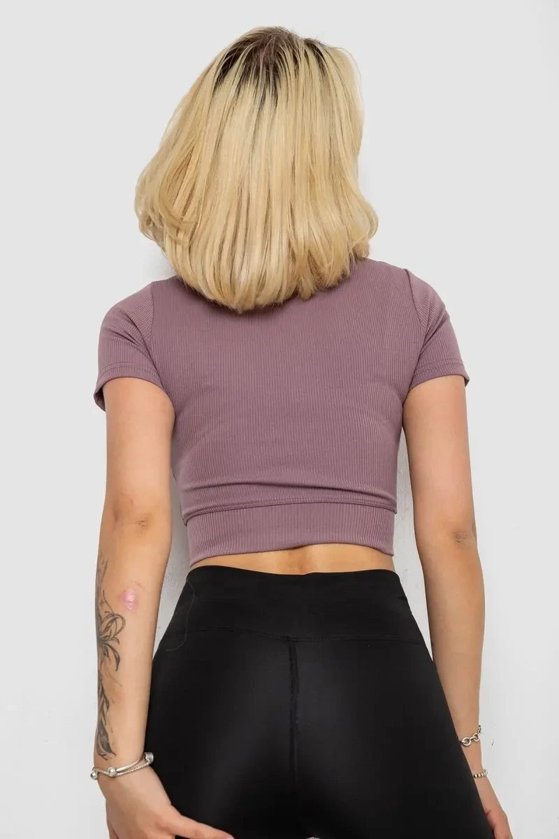 Футболка - топ жіноча в рубчик, колір сливовий, 238R58210 4