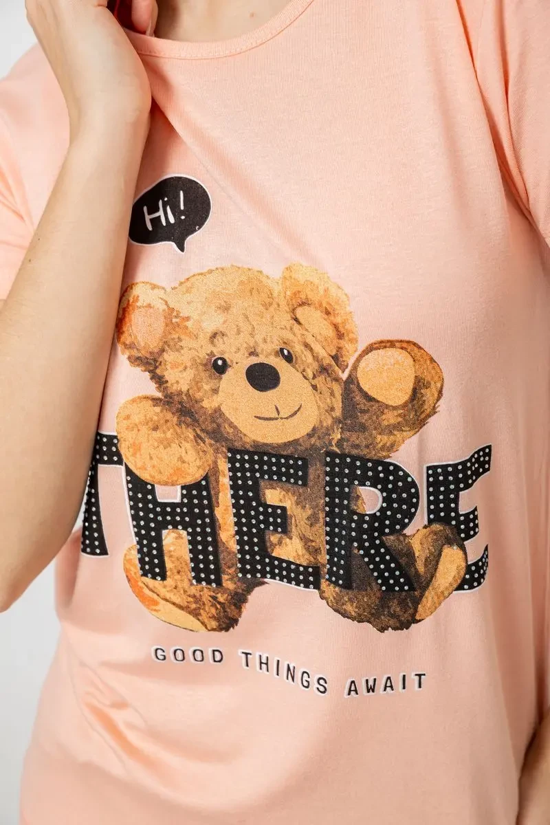 Футболка жіноча з принтом, колір персиковий, 244R509 5