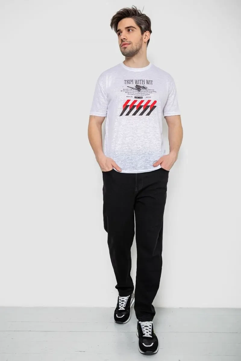 Футболка чоловіча з принтом, колір білий, 244R6020 2