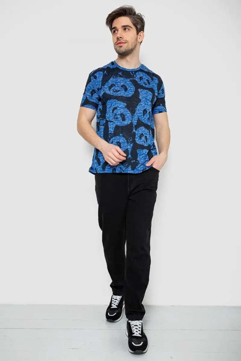 Футболка чоловіча з принтом, колір синій, 244R6034 2