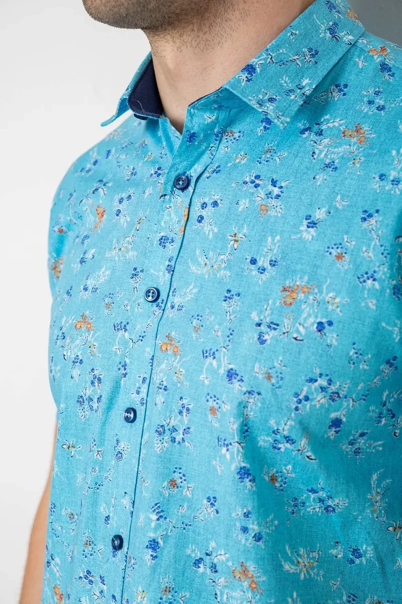 Сорочка чоловіча з принтом, колір блакитний, 214R6917-91 5