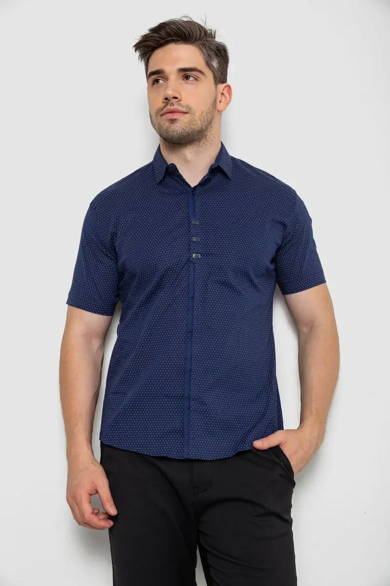 Сорочка чоловіча з принтом, колір синій, 214R7014
