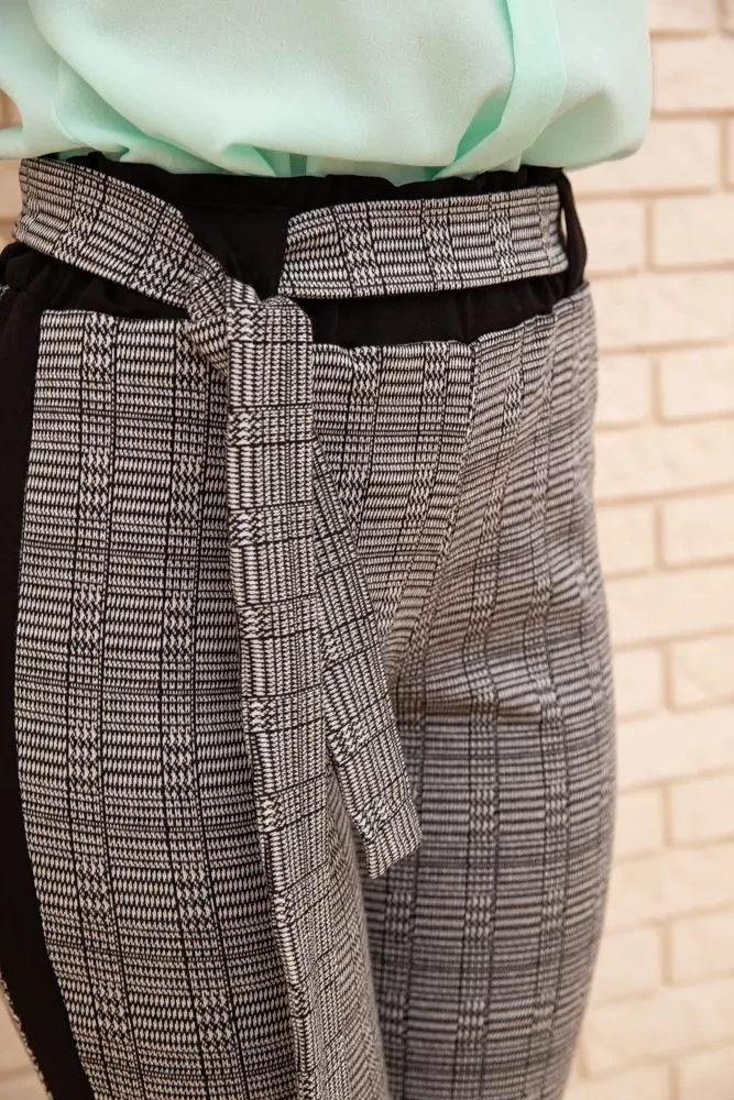 Жіночі вкорочені штани, в клітку з лампасами, колір Сірий, 172R9314-3 5